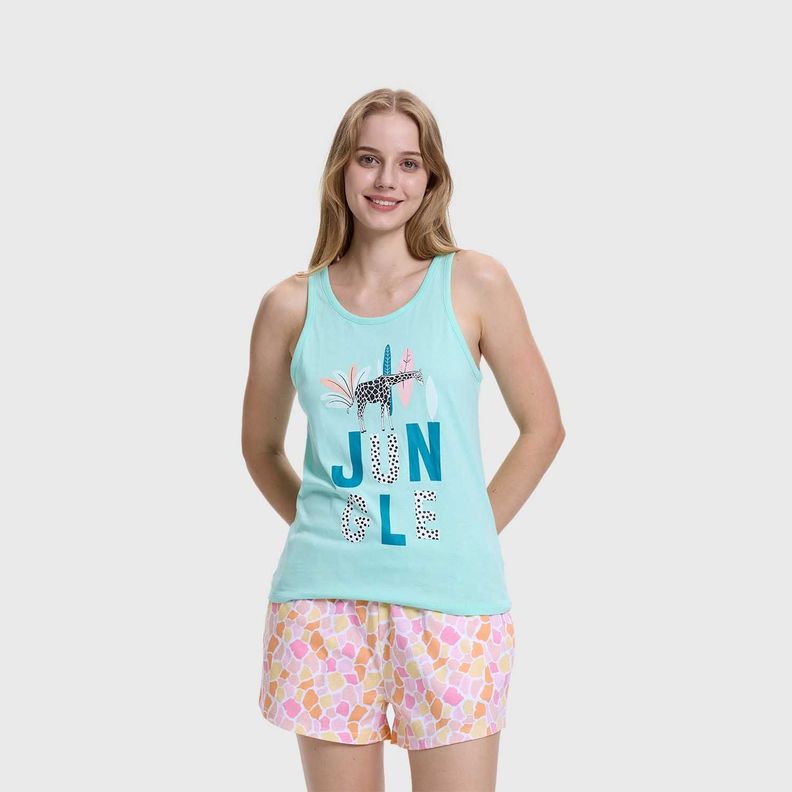 Pijama Mujer Print Juvenil Turquesa Fashion's Park-2