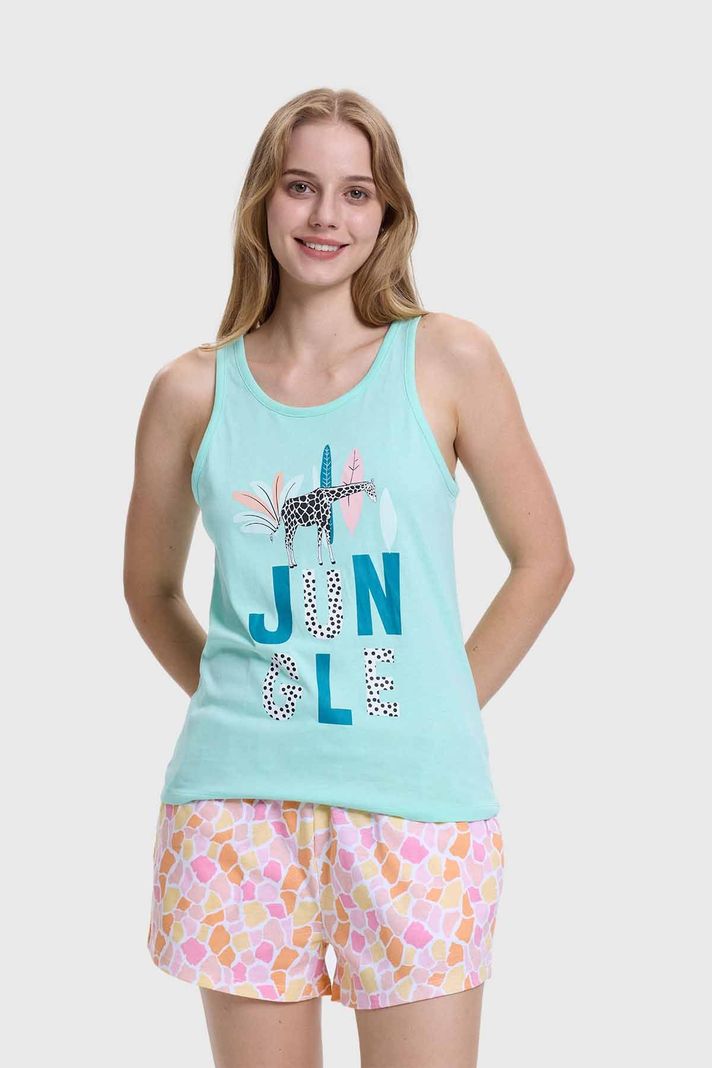 Pijama Mujer Print Juvenil Turquesa Fashion's Park-3