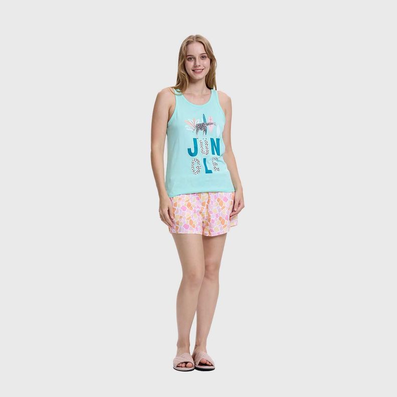 Pijama Mujer Print Juvenil Turquesa Fashion's Park-6