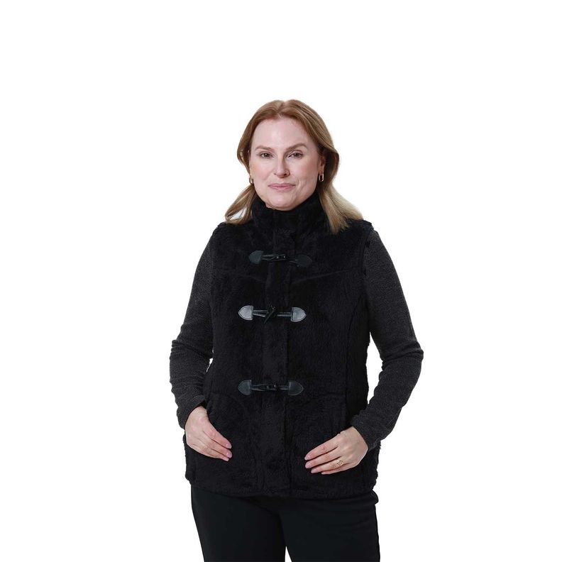 Polar Mujer Peludo Estilo Montgomery Negro Fsp Iv-0