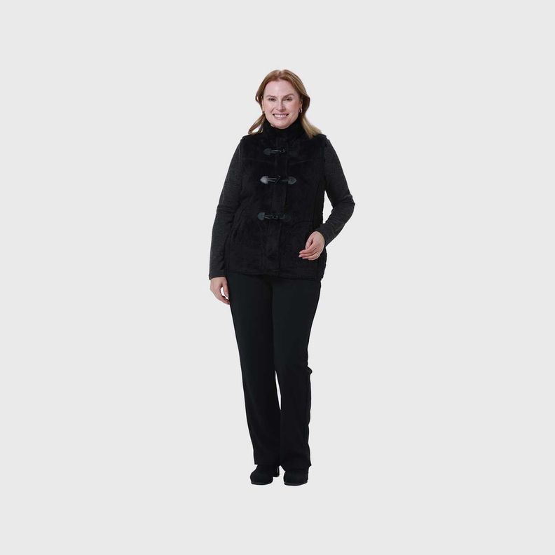 Polar Mujer Peludo Estilo Montgomery Negro Fsp Iv-3
