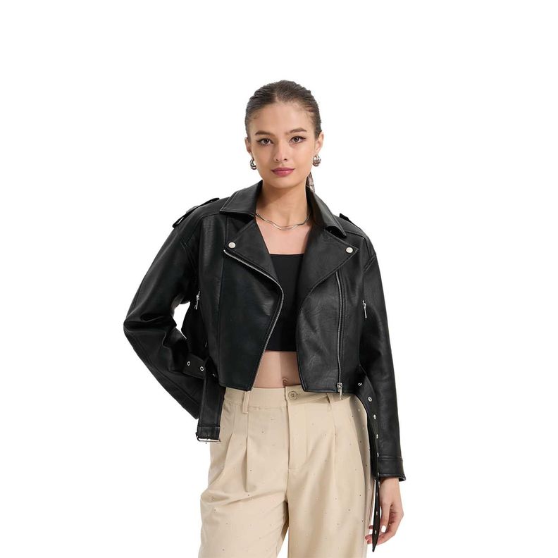 Chaqueta Mujer Biker Negro II Fashion's Park-0
