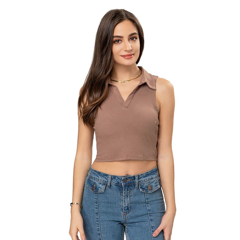Polera Canalé Café Mujer Fashion'S Park-0