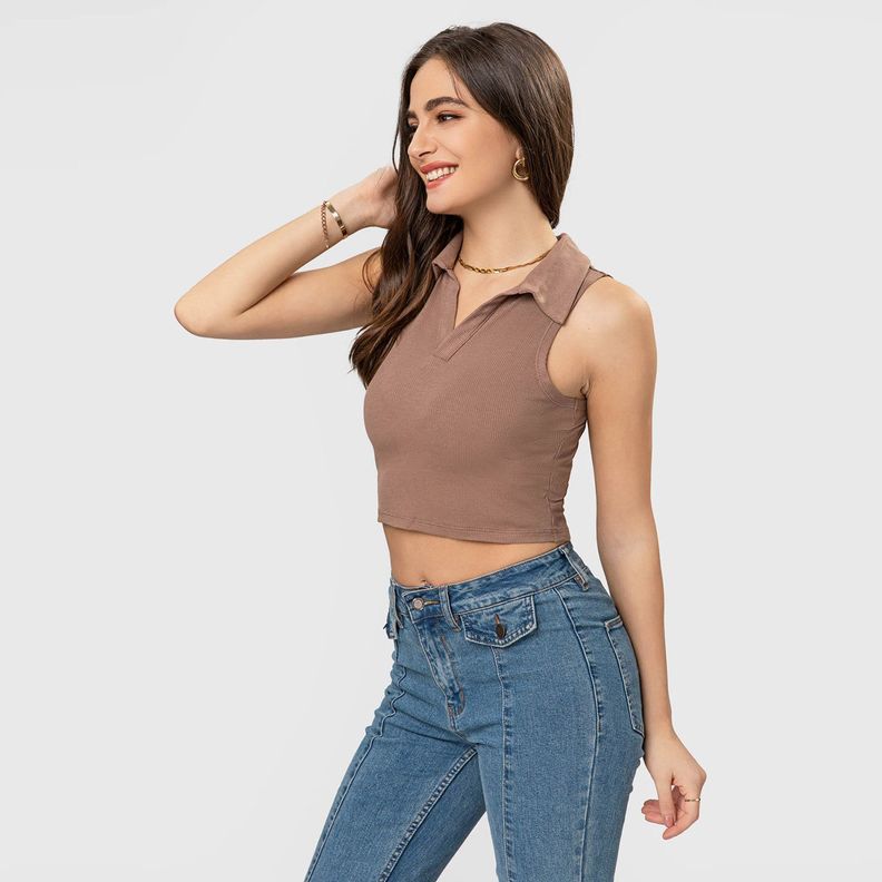 Polera Canalé Café Mujer Fashion'S Park-1