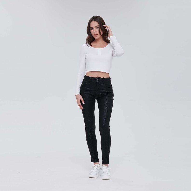 Jeans Mujer Mom Line Canesú Azul Claro-7