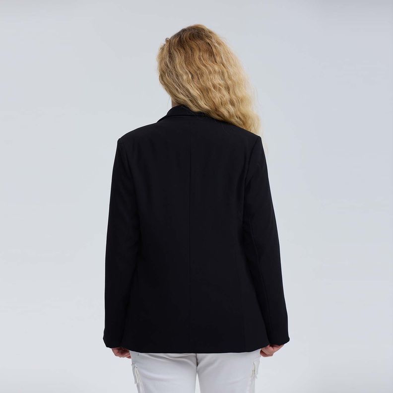Blazer Mujer Con Manga Roll Up Negro-2
