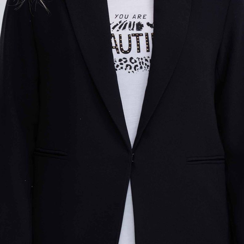 Blazer Mujer Con Manga Roll Up Negro-3