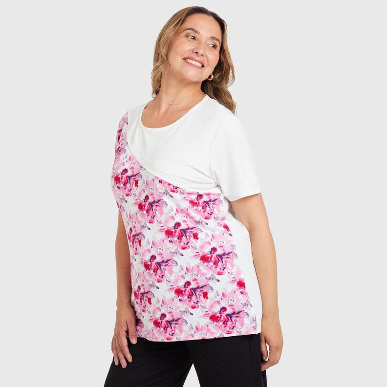 Polera Bloque Estamapdo Crudo Mujer-1
