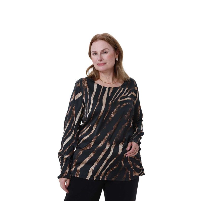 Blusa Mujer Animal Print Cafe-0