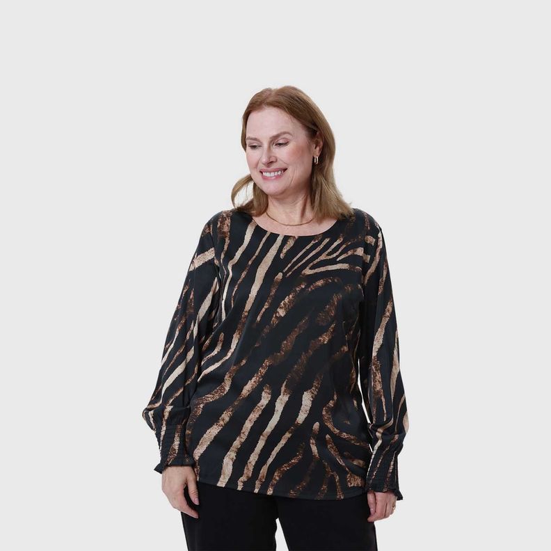 Blusa Mujer Animal Print Cafe-1