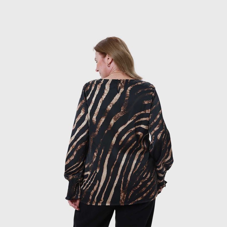 Blusa Mujer Animal Print Cafe-2