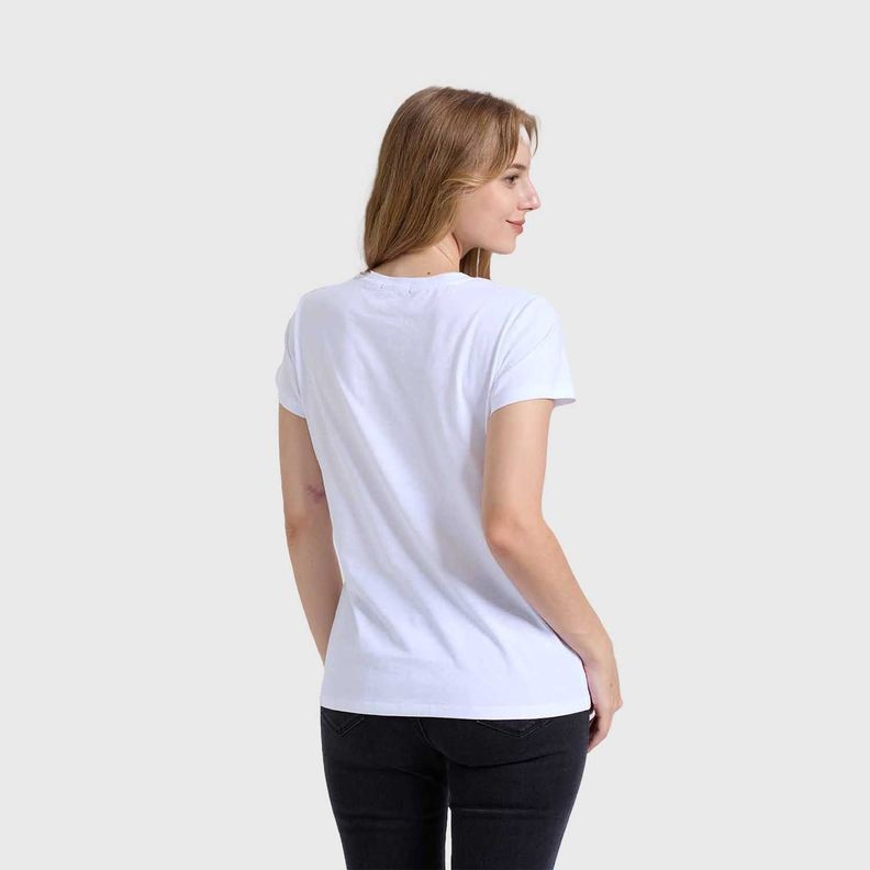 Polera Mujer Básica Print Blanco / Turquesa Fashion's Park-2
