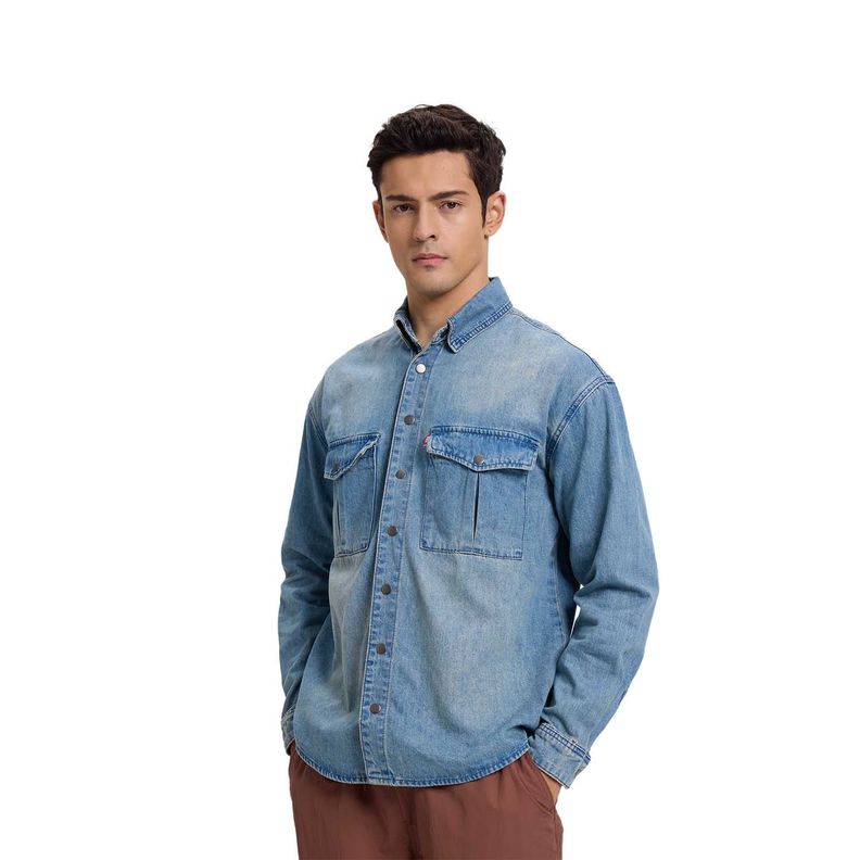 Camisa Hombre Sobrecamisa Overdyed Azul Retro Fashion's Park-0