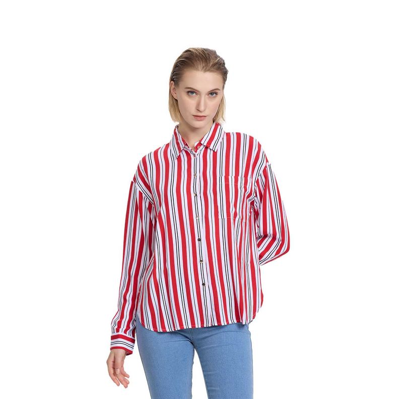 Blusa Mujer Abotonada Lisa Rojo Fashion's Park-0