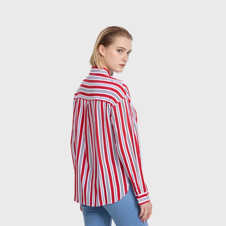 Blusa Mujer Abotonada Lisa Rojo Fashion's Park-2