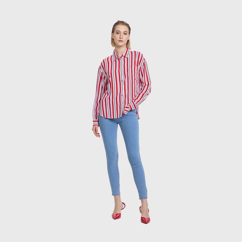Blusa Mujer Abotonada Lisa Rojo Fashion's Park-3