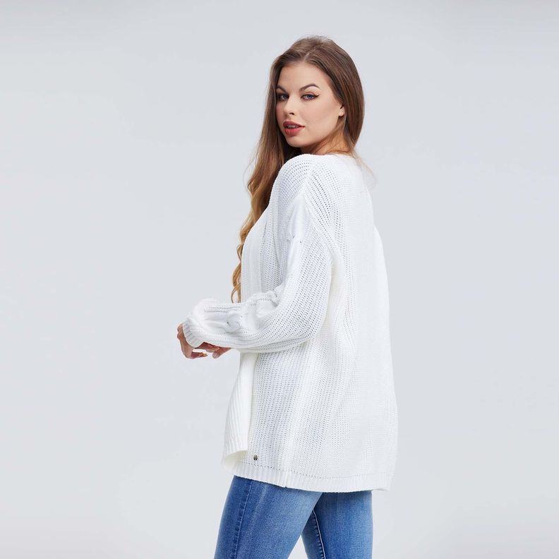 Sweater Mujer Abierto Blanco-1