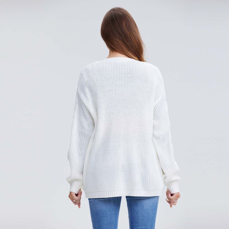 Sweater Mujer Abierto Blanco-2