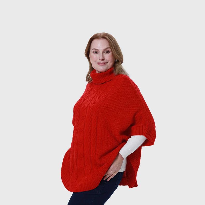 Sweater Mujer Poncho Rojo Fashion's Park-1