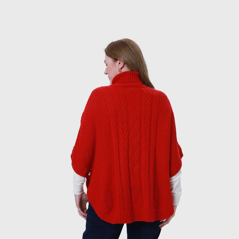 Sweater Mujer Poncho Rojo Fashion's Park-2
