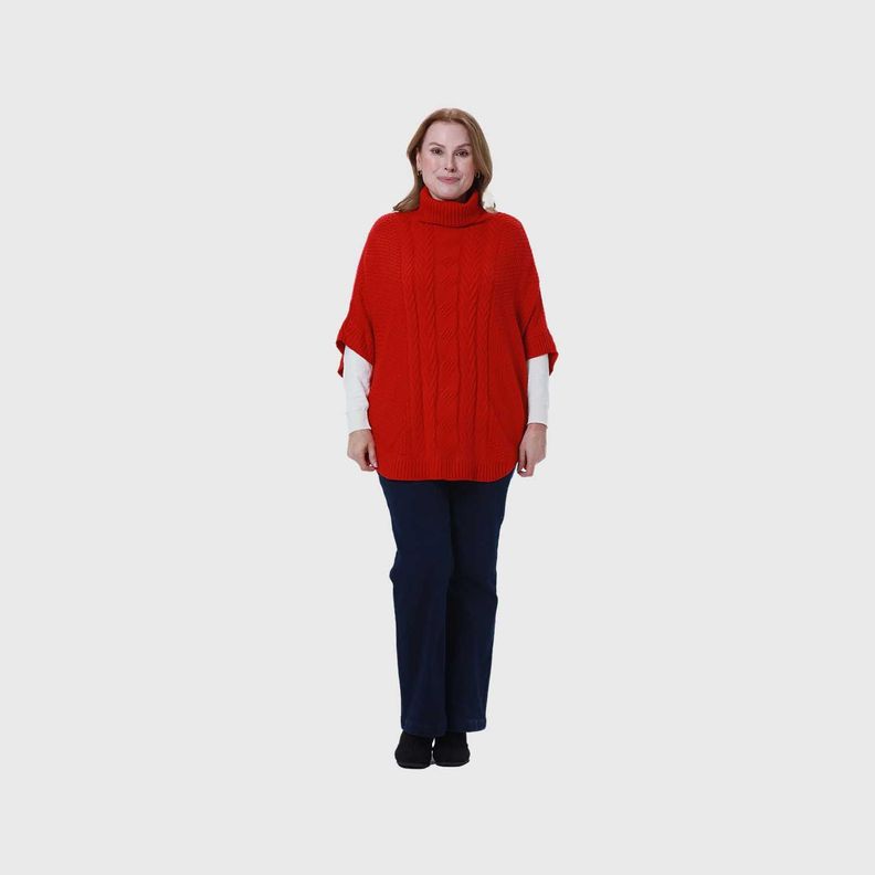 Sweater Mujer Poncho Rojo Fashion's Park-3