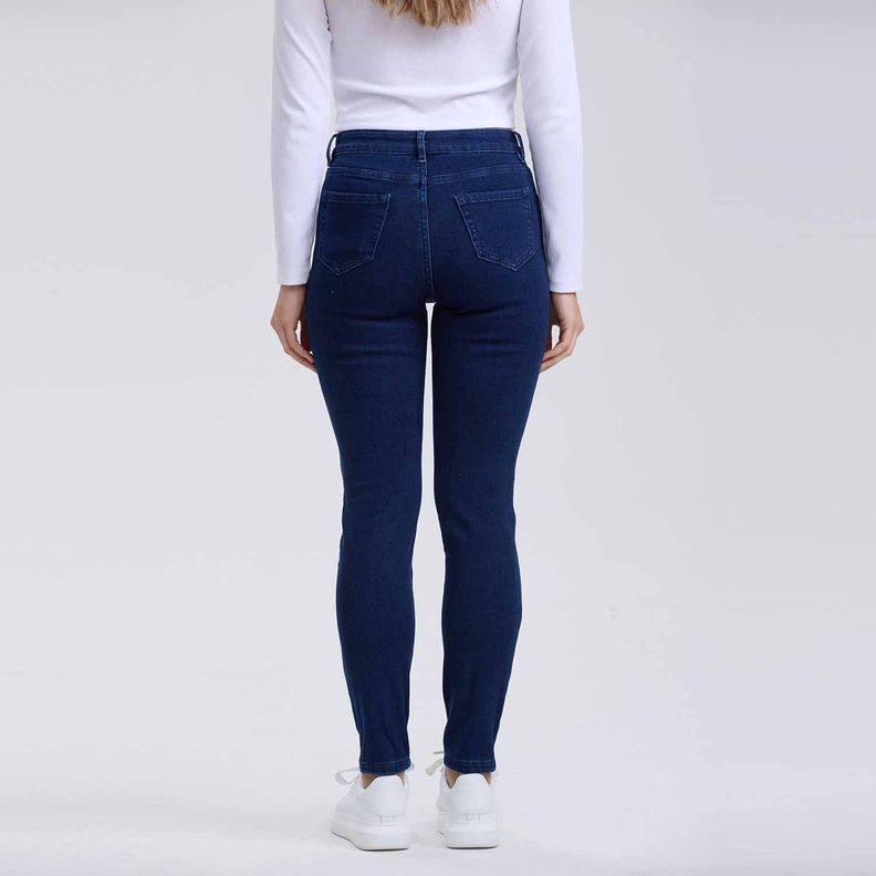 Jeans Mujer Skinny Con Polar Azul Oscuro-2