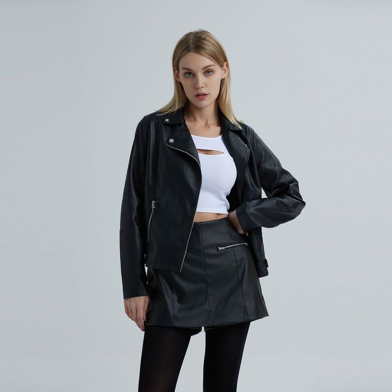 Chaqueta Mujer Biker Negro-0