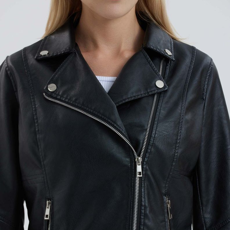 Chaqueta Mujer Biker Negro-3