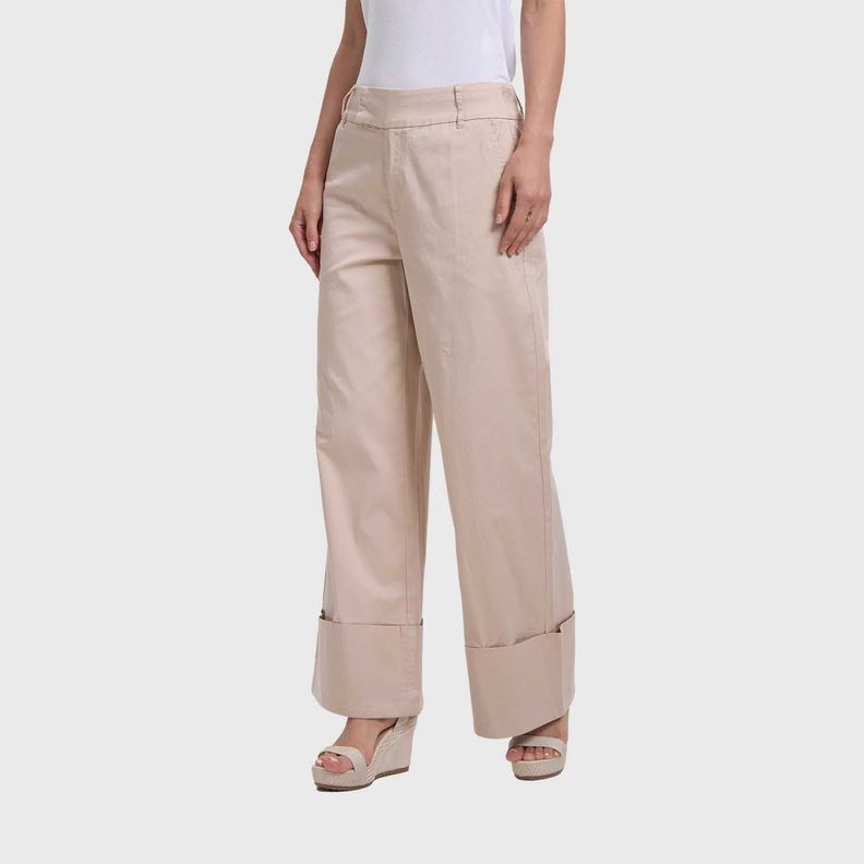 Pantalón Mujer Sastrero Basta Ancha Beige Fashion's Park-1