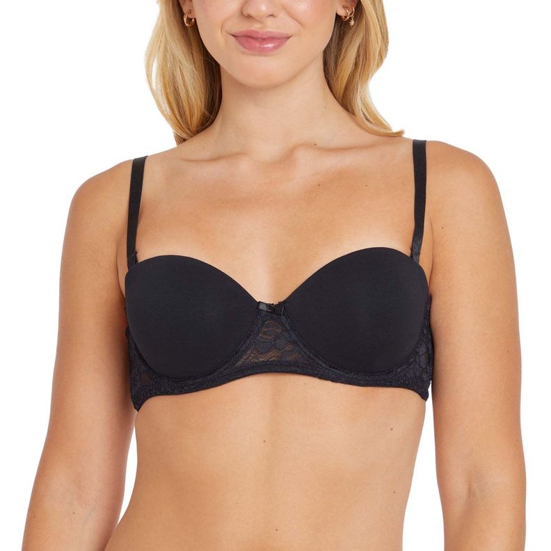 Sostén Mujer Push Up Con Encaje Negro-0