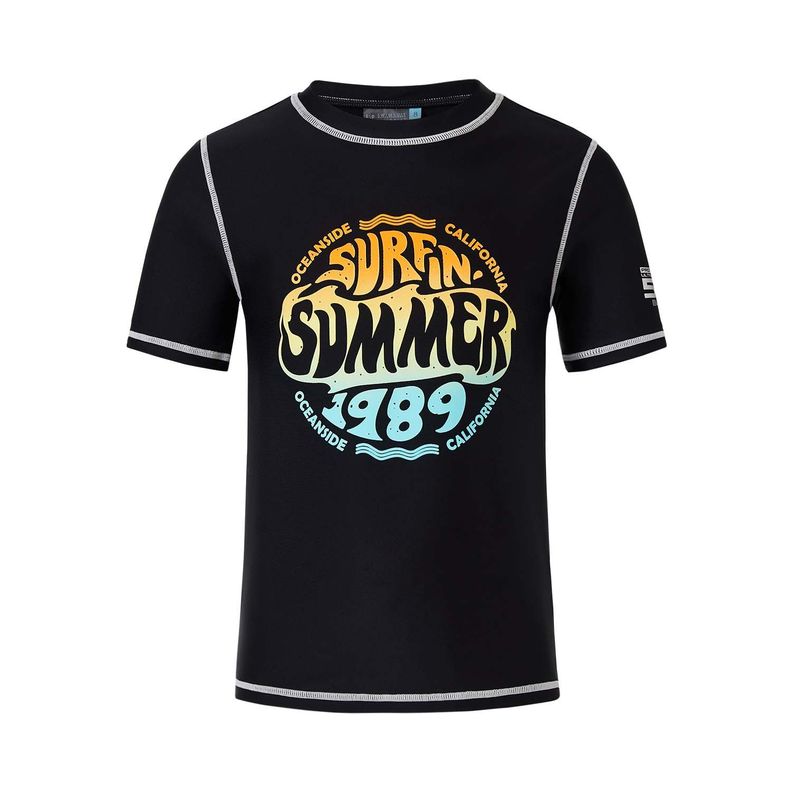 Traje De Baño Niño Polera Lycra Print Negro Fashion's Park-0