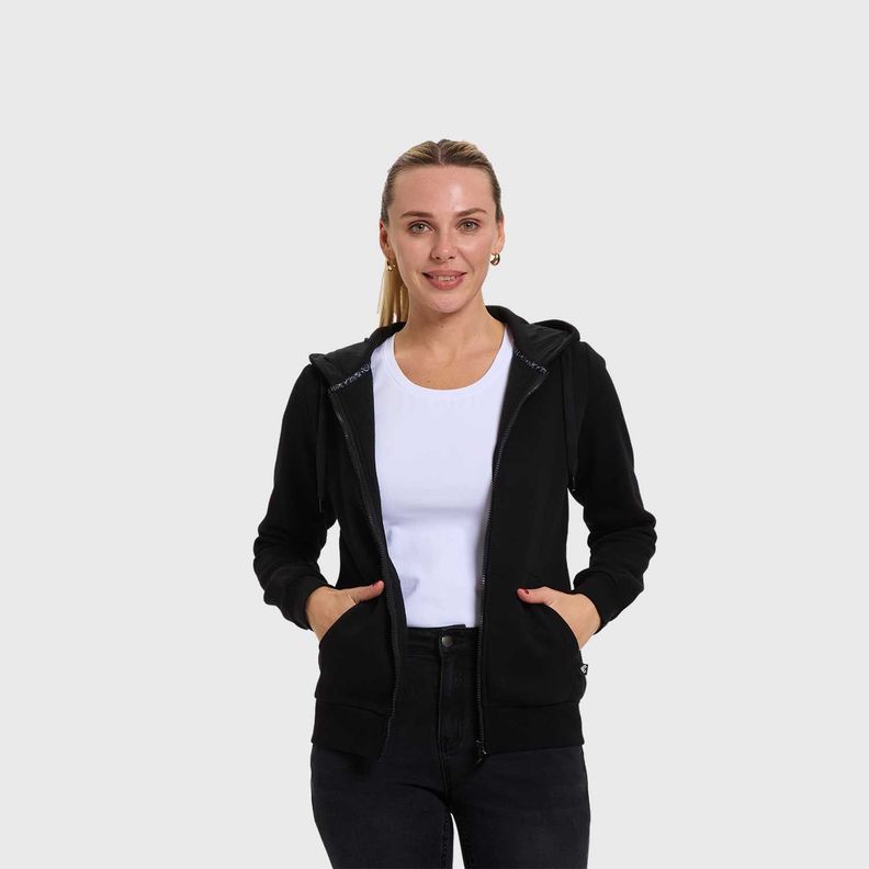 Polerón Mujer Hoodie Full Zipper Negro Fashion's Park-1