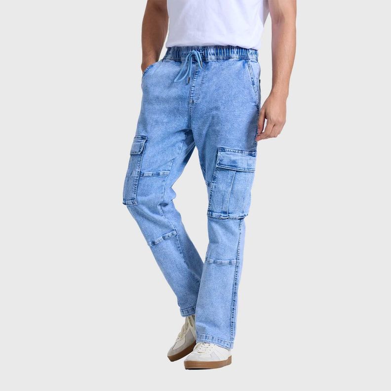 Jeans Hombre Doble Cargo Azul Claro Fashion's Park-1