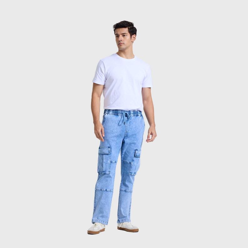 Jeans Hombre Doble Cargo Azul Claro Fashion's Park-3