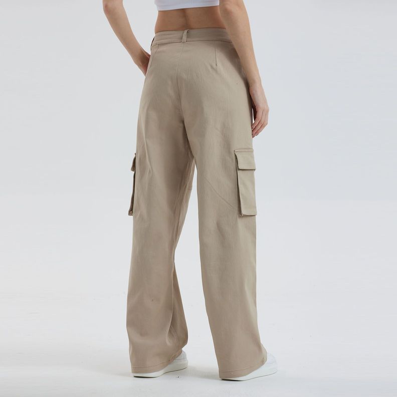 Pantalón Mujer Gabardina Cargo Nude-2