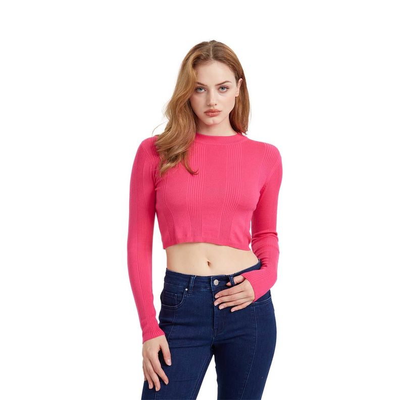 Sweater Mujer Crop Fucsia Fashion's Park-0