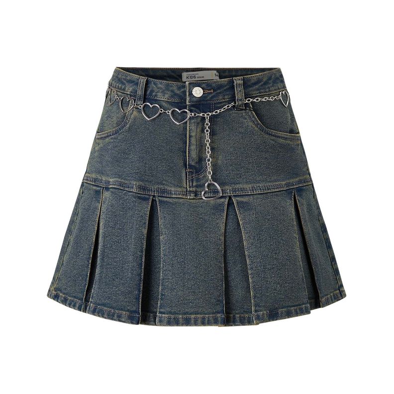 Falda Niña Short Denim Tabla Oxidado Verde Fashion's Park-0