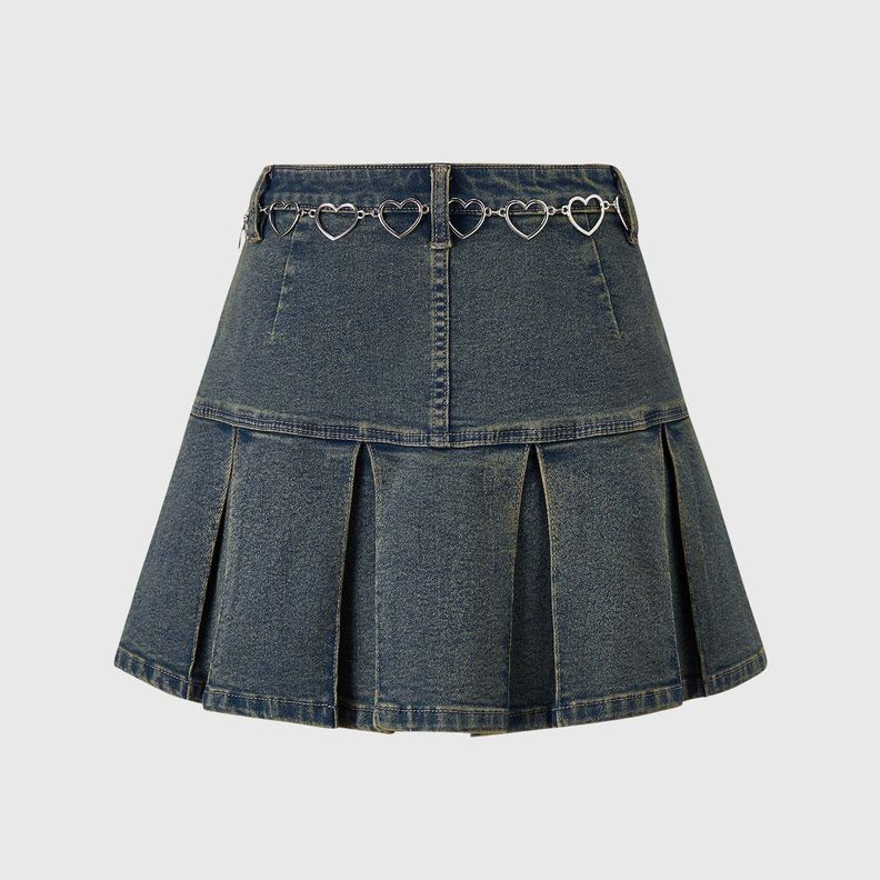 Falda Niña Short Denim Tabla Oxidado Verde Fashion's Park-1