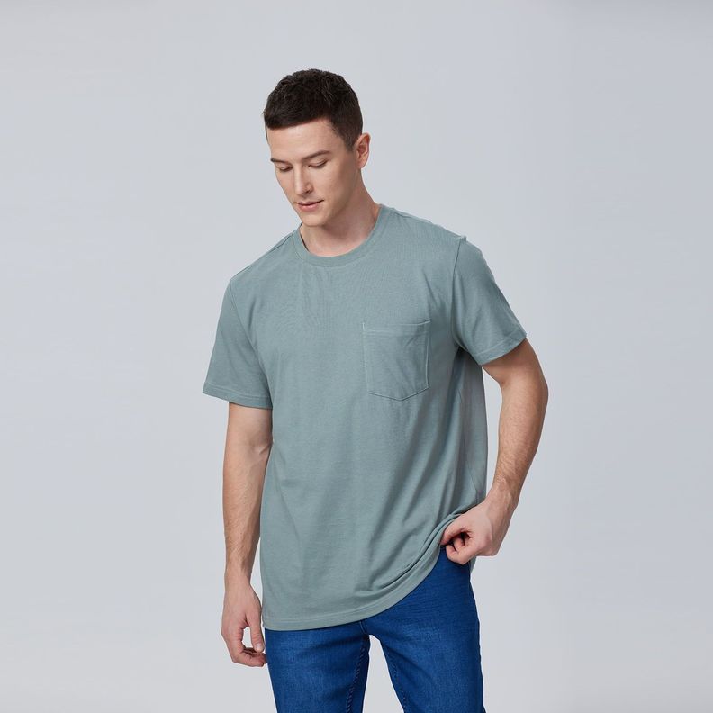 Polera Básica Con Bolsillo Menta Hombre-0