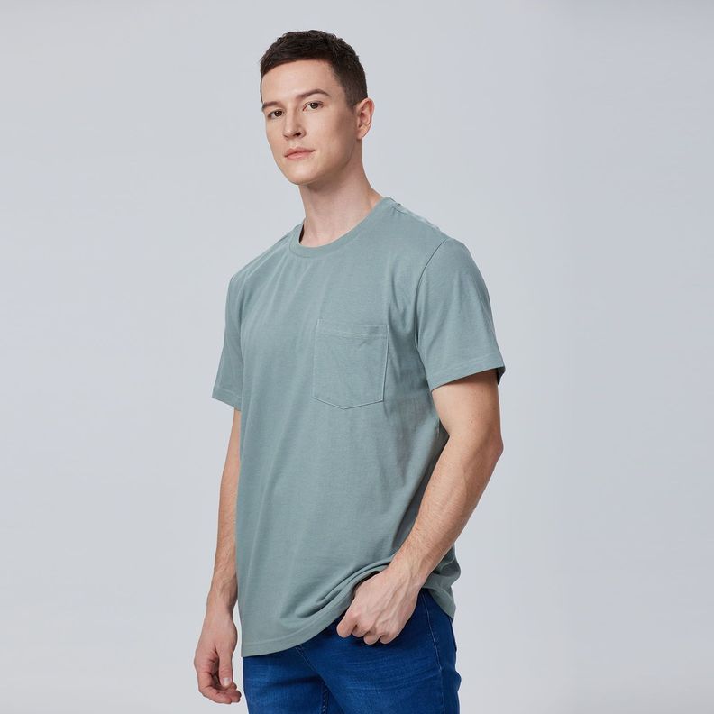 Polera Básica Con Bolsillo Menta Hombre-1
