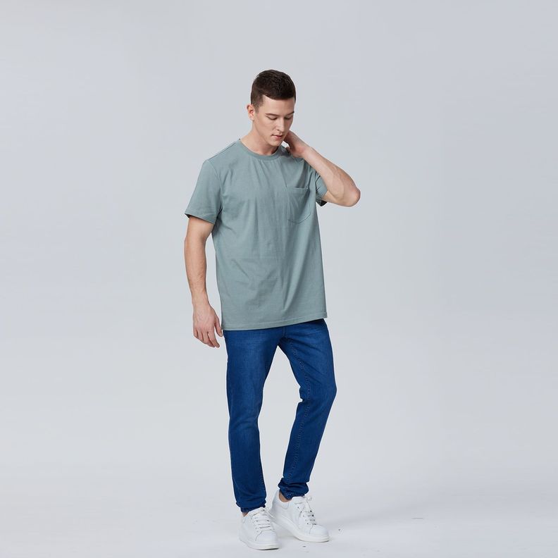 Polera Básica Con Bolsillo Menta Hombre-3