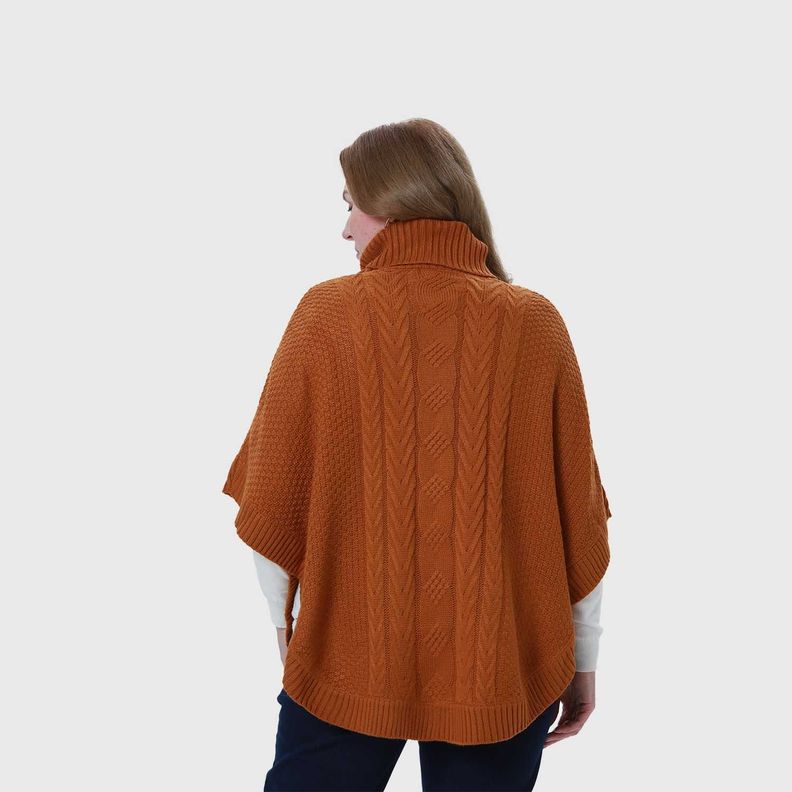 Sweater Mujer Poncho Camel-2