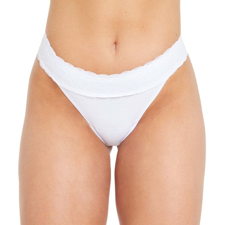 Calzón Colaless Con Encaje Blanco Mujer-0
