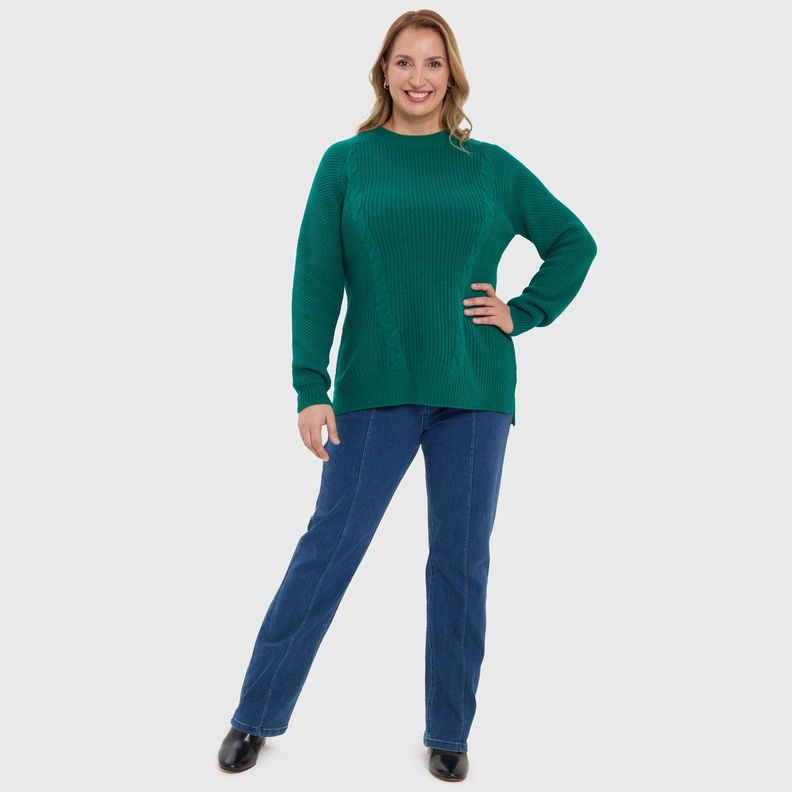 Sweater Mujer Calado Verde-3