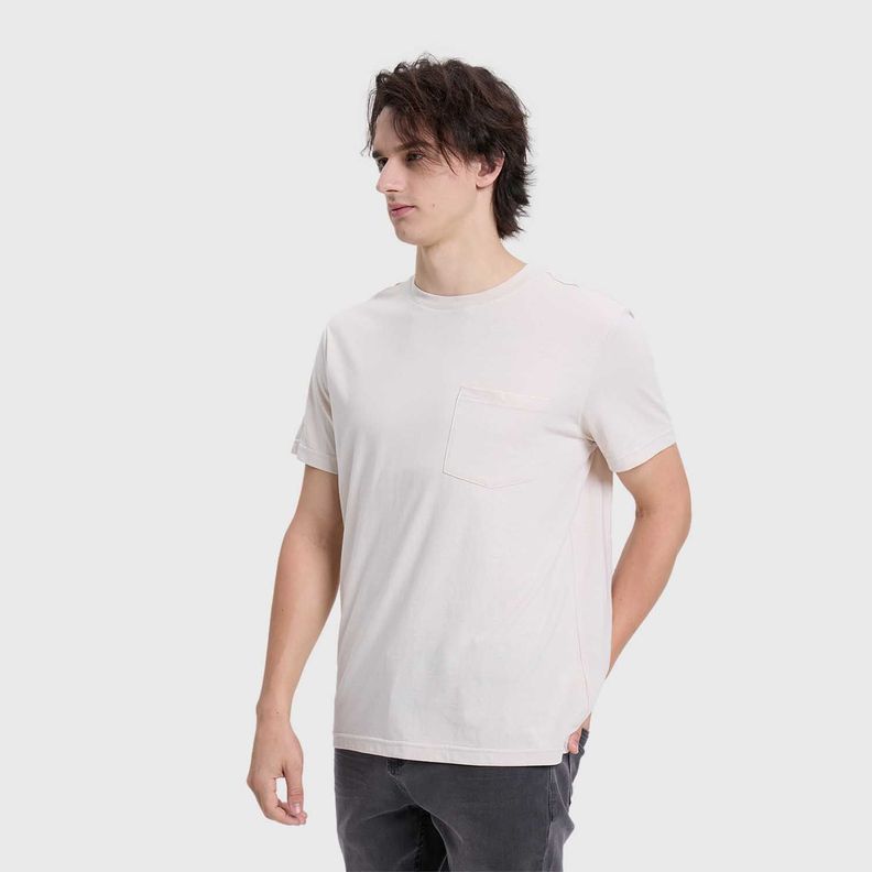 Polera Hombre Básica Con Bolsillo Beige Claro Fashion's Park-1