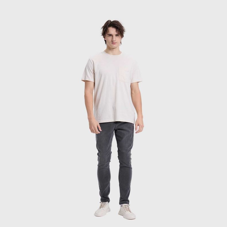 Polera Hombre Básica Con Bolsillo Beige Claro Fashion's Park-3