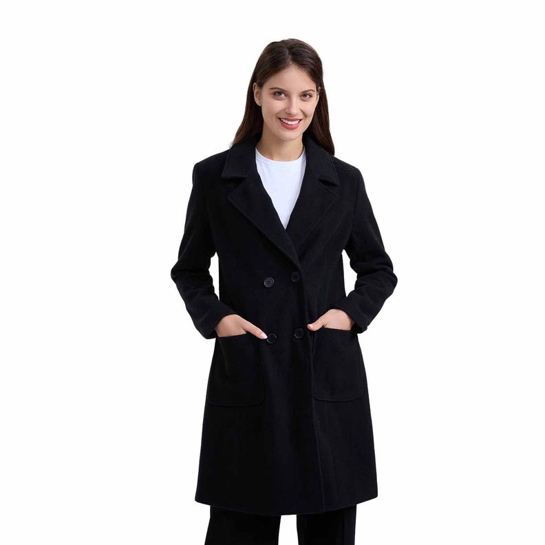 Abrigo Mujer Liso Calce Entallado Negro Fashion´s Park-0
