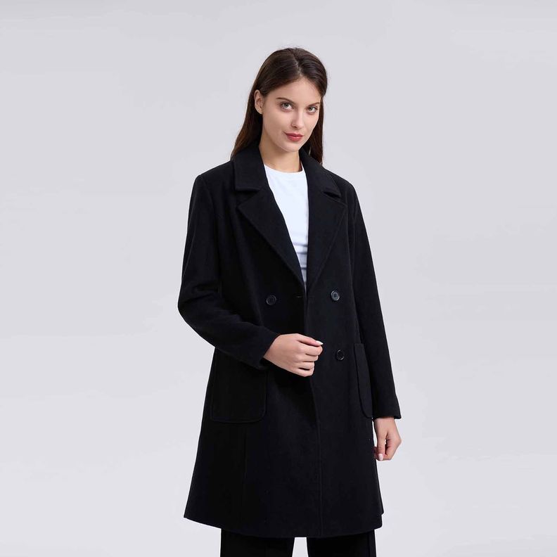 Abrigo Mujer Liso Calce Entallado Negro Fashion´s Park-1