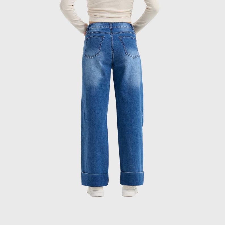 Jeans Mujer Wide Leg Basta Azul-2