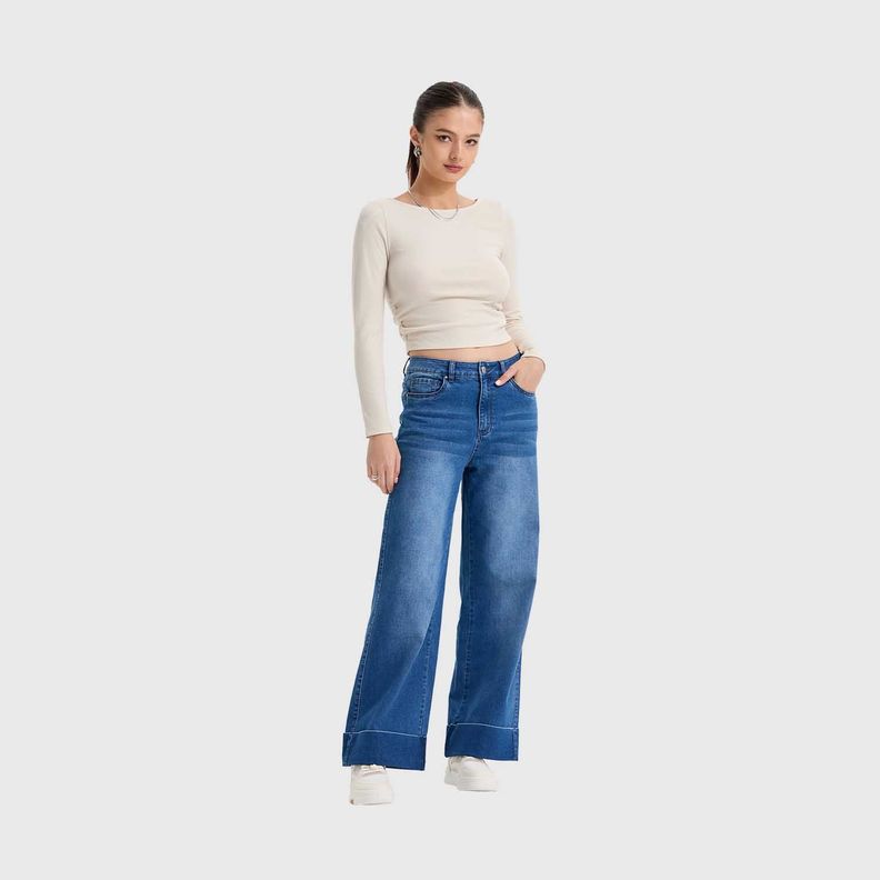 Jeans Mujer Wide Leg Basta Azul-3